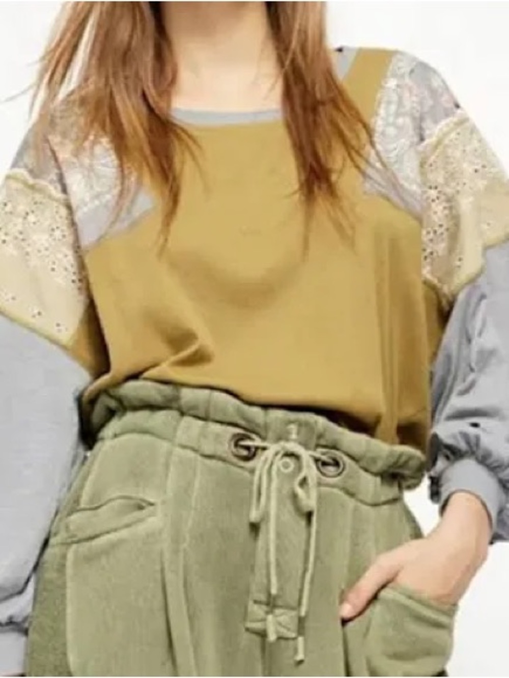 Free People "We The Free Feelin' It" long-sleeve tee patchwork large